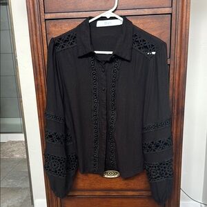 EB Luxe Black Lace Women's Top size small